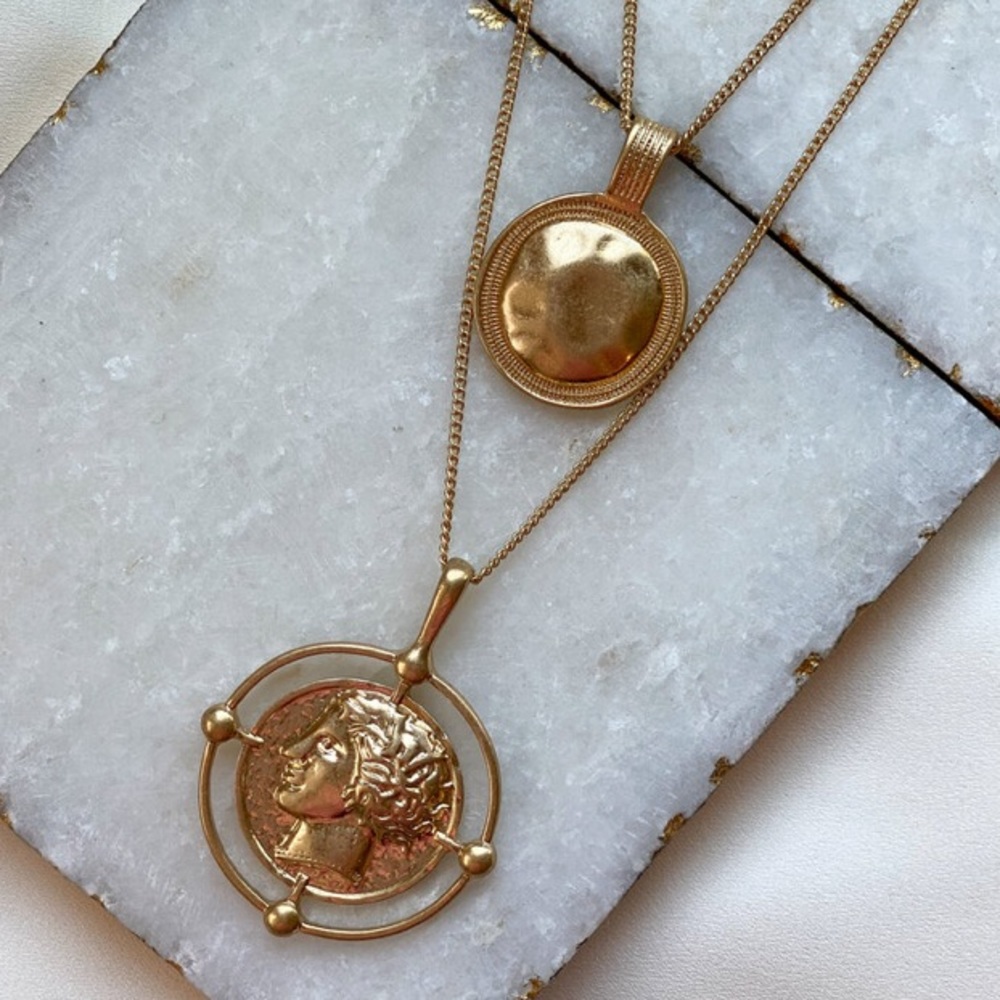 GP Layered Double Coin Necklace - Picture 2 of 3